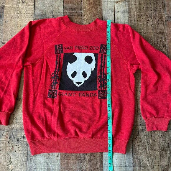 Vintage 1987 San Diego Zoo Giant Panda Sweatshirt Hanes Red S - Picture 3 of 7